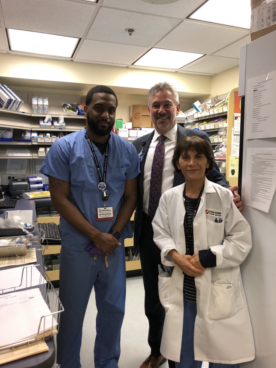JimTerwilliger2's tweet photo. Happy Pharmacy Technician Day.  Had the pleasure of talking with Tyler and Jaleh in @DFCI Jimmy Fund Clinic pharmacy today.  Great team! https://t.co/kcnv7ISsyO