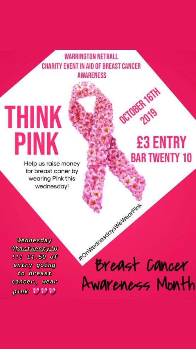 Netball are holding a charity event in aid of breast cancer awareness come down to bartwenty10 and show your support don’t forget to donate 🙌🏼 #BreastCancerAwarenessMonth  <a href="/uochester/">University of Chester</a> <a href="/BarTwenty10/">Bar Twenty10</a>