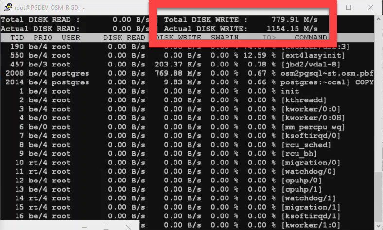 RustProofLabs's tweet photo. Nice! 🤓  

Data load on a memory optimized droplet @digitalocean  #osm2pgsql #gischat @PostgreSQL https://t.co/d9piOiYDoA