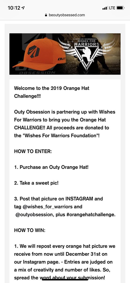 ObsessionOuty's tweet photo. Twitter! We’re raising money for the Wishes 4 Warriors Foundation &amp; need your help! All profits go straight to W4W and get you entered in to WIN a SHOTGUN plus more! RT this to be entered in a drawing to win a FREE hat, first 15 RT’s will be the drawing pool. 

Spread the word!! https://t.co/P822Raj9m3