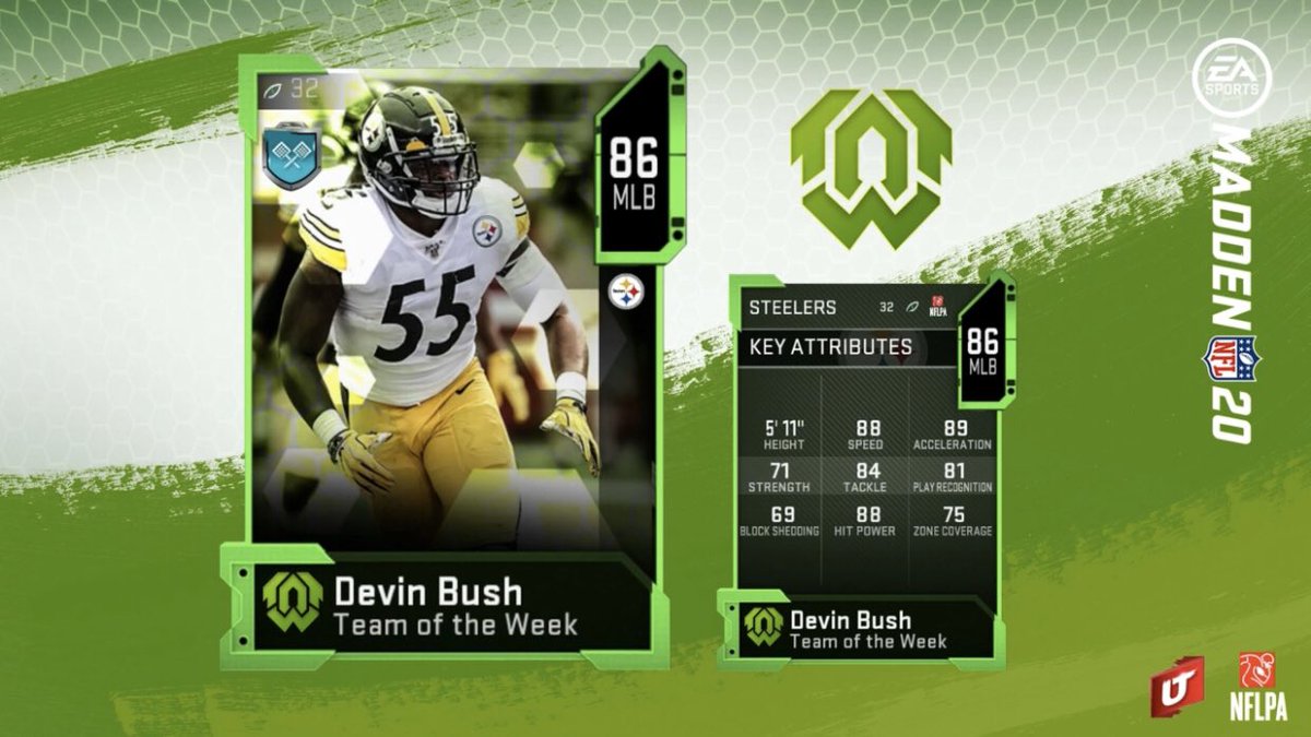 GmiasWorld's tweet photo. Your Rookie Premieres are about to pay off! Retweet if you have Devin Bush Rookie Premiere! #MADDEN20 https://t.co/vxqNd5JU8Q