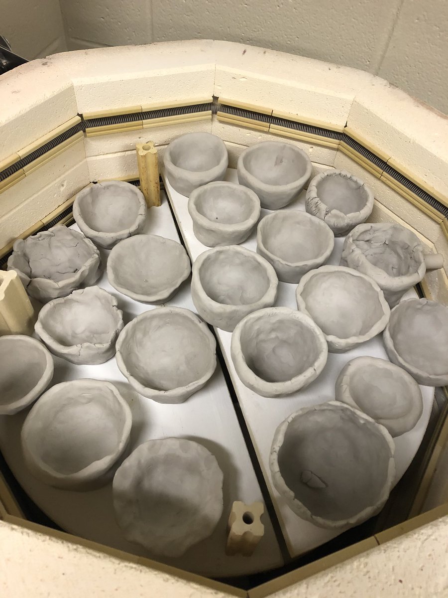 MrsWongsArtRoom's tweet photo. Second round of our empty bowls are loaded and firing!! We should start glazing tomorrow. The 7th graders did a fantastic job!!! #cobbartrocks #begreatbegriffin #emptybowlsproject https://t.co/PXlUvx8YT9