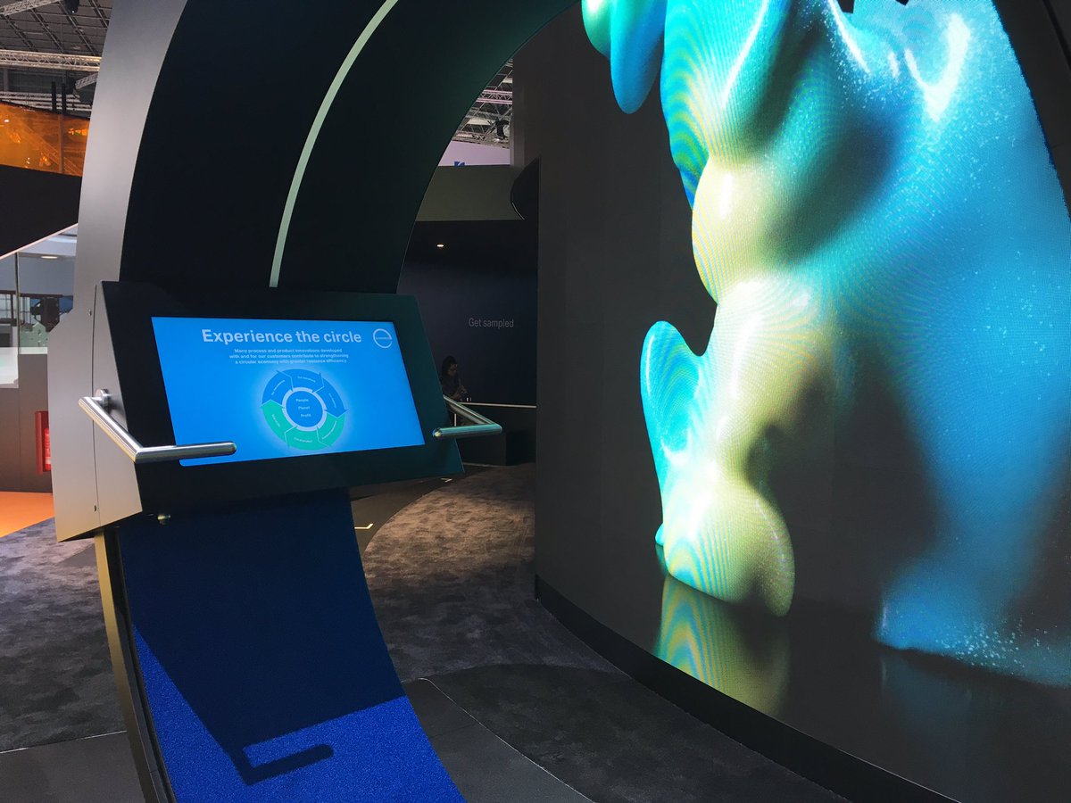 AliceSox's tweet photo. Wrapping up a sneak preview of the @covestro booth at #K2019. First impressions: big, bold, colorful, digital, interactive 😊🌈 Can’t wait to see it in full swing tomorrow! https://t.co/RFJyHtO6j2