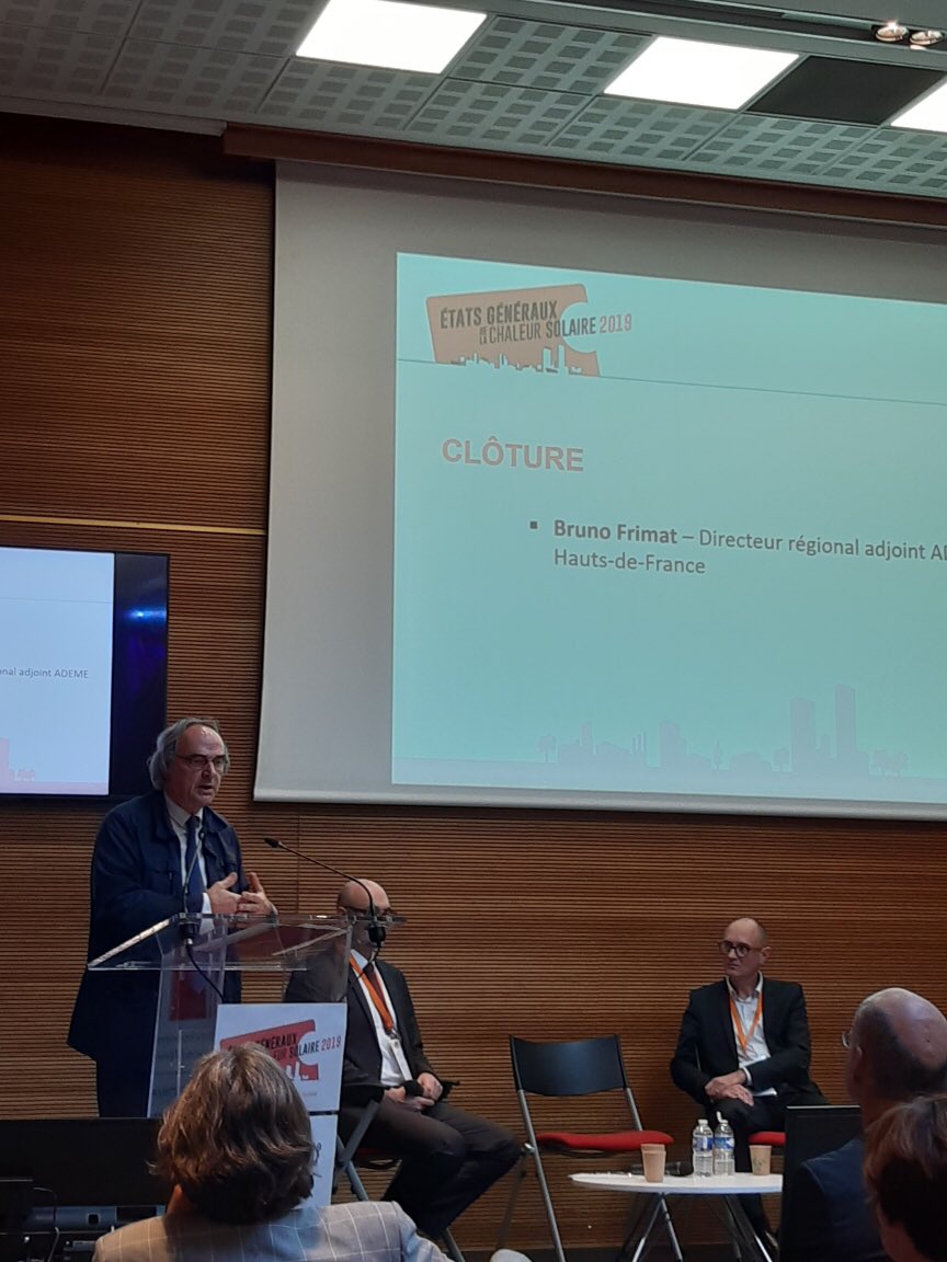 ENERPLAN's tweet photo. Clôture de cette journée riche d’échanges des Etats Généraux de la Chaleur Solaire 2019 par Patrick Allossery @hautsdefrance et Bruno Frimat @ademe
#EGCS19 https://t.co/QxaOI2Rj5R