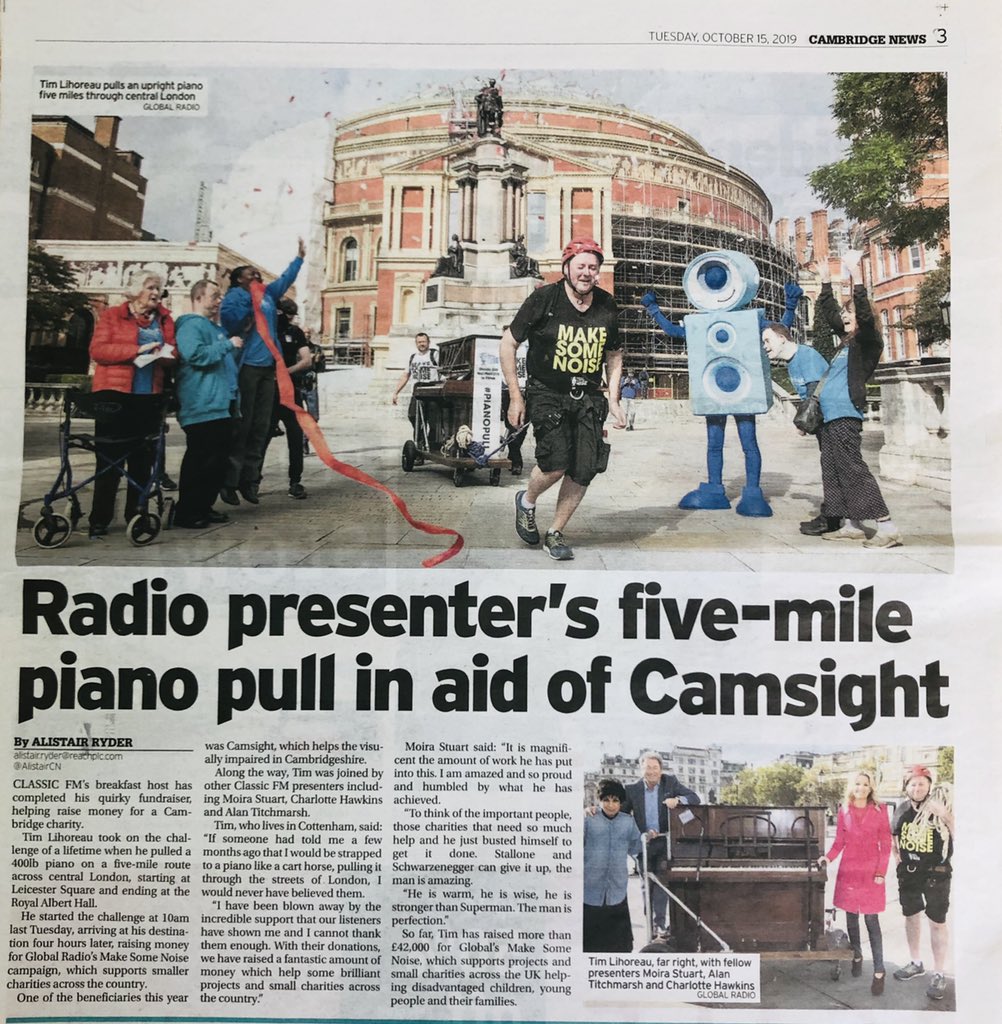 camsight's tweet photo. Great article in todayβs @Cambslive following the success of @TimLihoreau #PianoPull for @makenoise The money raised will fund our Family Worker Barbara #blind #LowVision #Cambridgeshire #charity Thank you Tim π https://t.co/jjK3rkPMrd