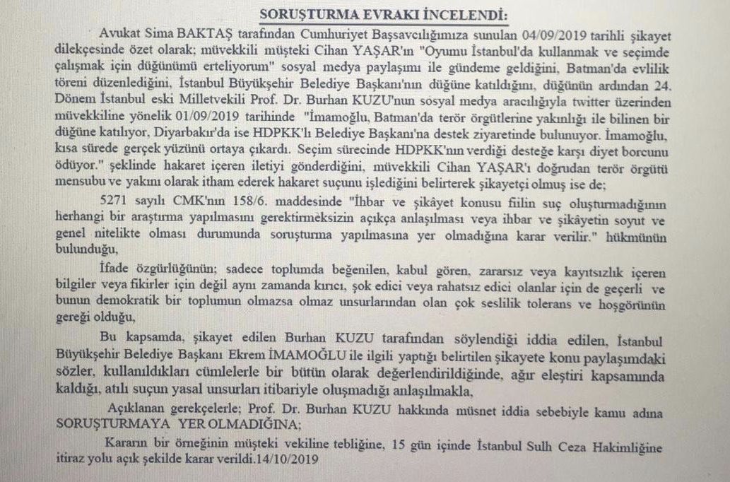 cihanyasar72's tweet photo. Kuzu hakkında vermiş olduğum suç duyurusu bakın ışık hızıyla nasıl sonuçlanmış! Neymiş savcı bana ve tüm aileme terör örgütü mensubu demesini ‘ifade özgürlüğü’ kampsamında değerlendirilmiş ve SORUŞTURMAYA YER YOK denilmiş! https://t.co/qLh2e1dAwy