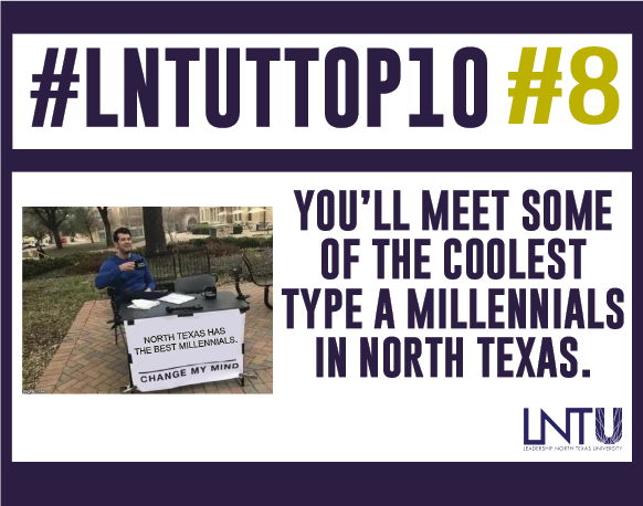 LNTUniversity's tweet photo. Did you know #DFW ranks as the 3rd highest-rated region where millennials want to live? Apply to #LNTU5 &amp; hang out with some of the coolest millennials NTX has to offer. https://t.co/WJFwNC9ufp https://t.co/kET4K2UAlE