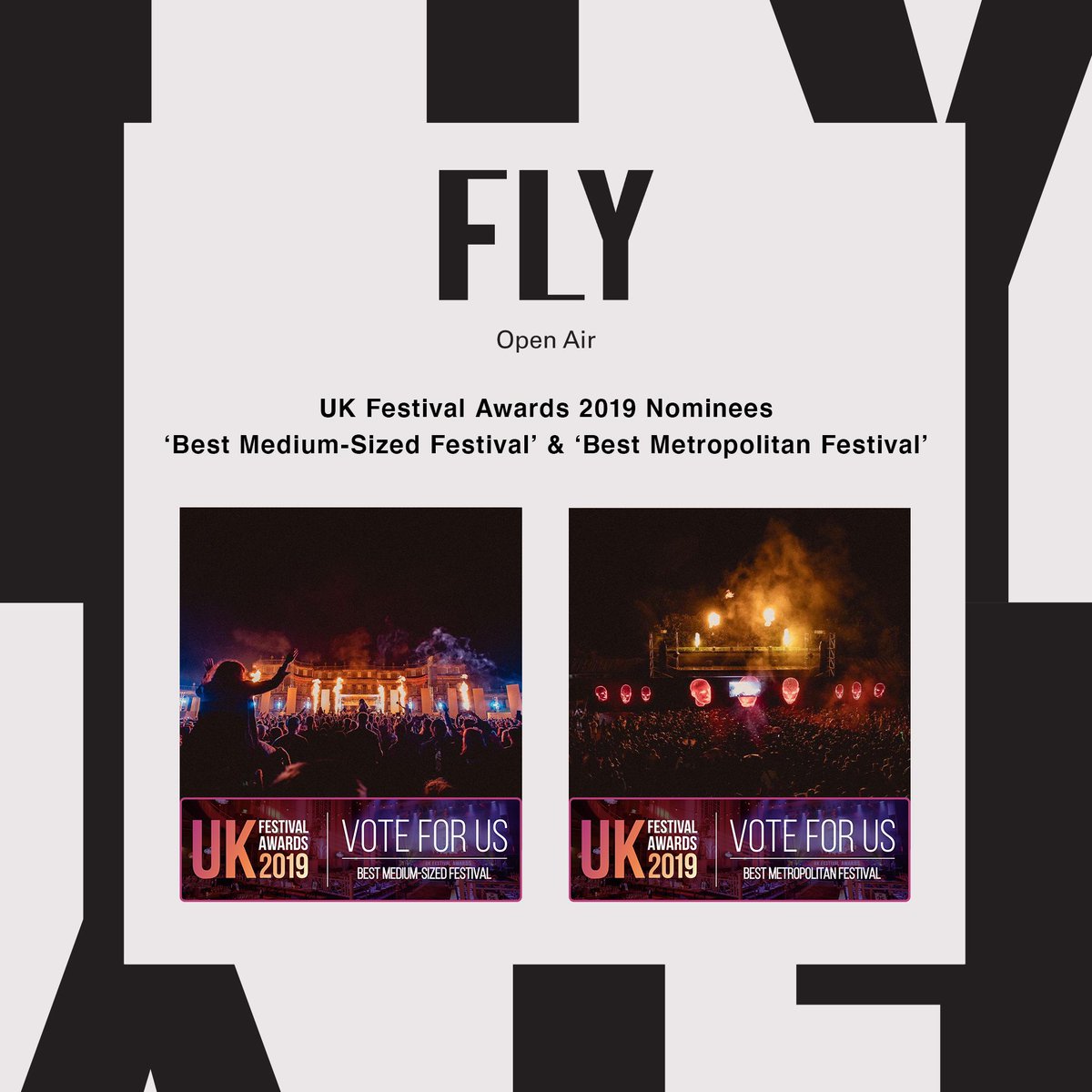 Buzzing that @openairfly has been nominated in The UK Festival Awards for ‘best metropolitan’ & ‘best medium’ festival 🎈 Please slam us a vote here: surveymonkey.co.uk/r/ukfa2019 Takes two seconds & you don’t need to fill all the sections out :)