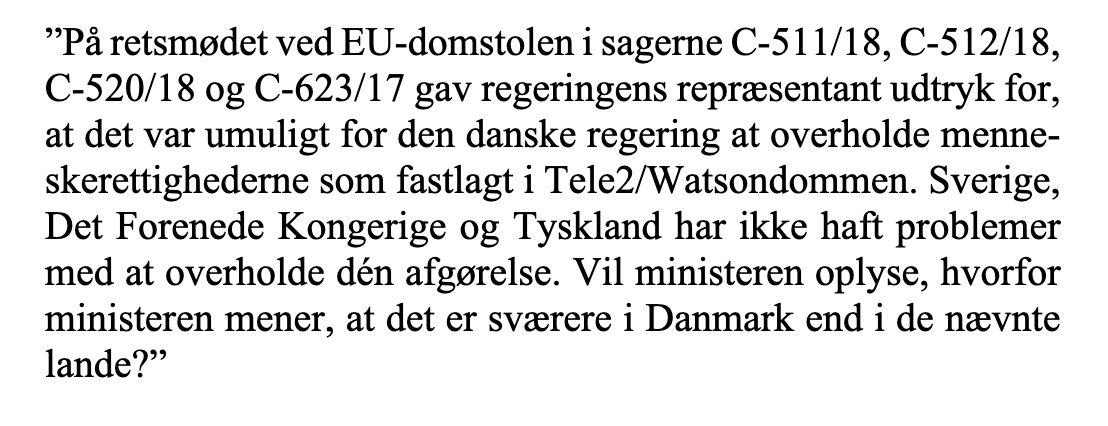 RasmusMalver's tweet photo. Sverige, UK og Tyskland overlever uden logning. @RosaLundEl spurgte #NickHækkerup hvorfor Danmark ikke kan. Han svarede at månen er lavet af emmenthaler og at det derfor ikke kan udelukkes at tyngdekraften styres af Arla. #nonsens #volapyk #ulovligLogning https://t.co/prseIwxv4x