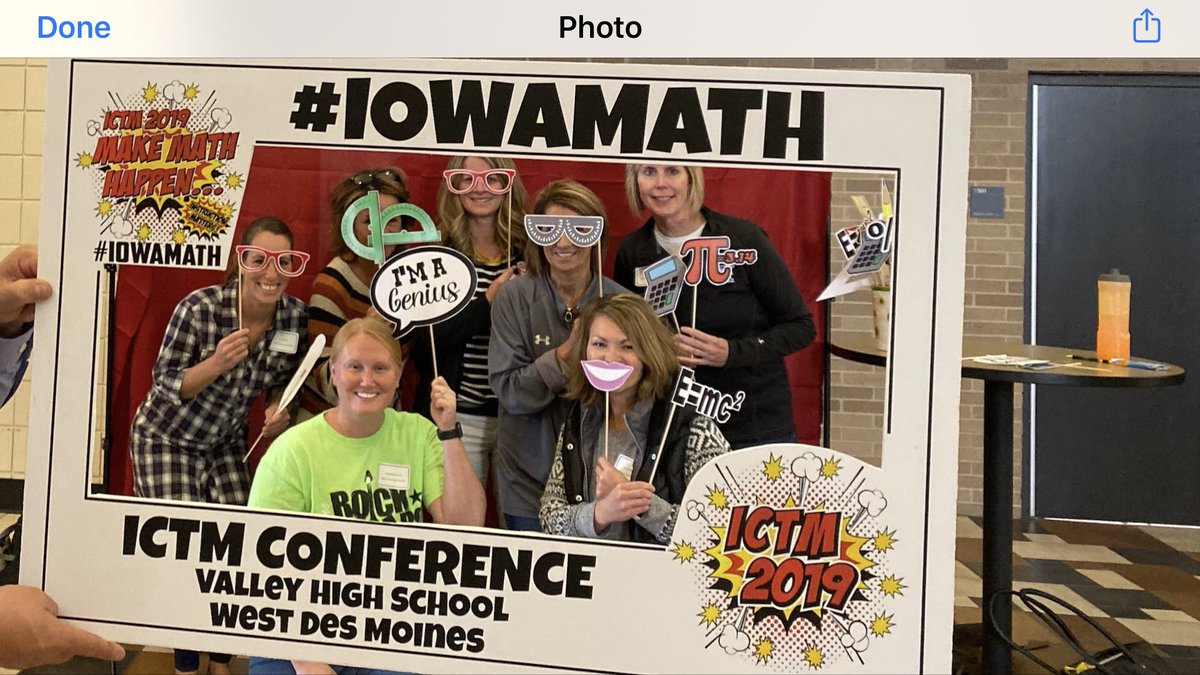hcsdelementary's tweet photo. Harlan Elementary School teachers take a fun picture at the Iowa Teachers of Mathematics State Conference.  This group will take this new learning and share with others at Professional Developlent. https://t.co/8B0aFPUJg9