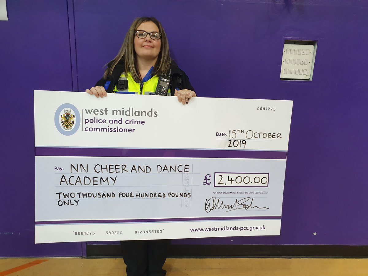 DudleyNorthWMP's tweet photo. #dudleynorth #wmpcrimecommissioner donating a cheque to #nncheerdance #dormston sedgley https://t.co/UiUpBuiHRu