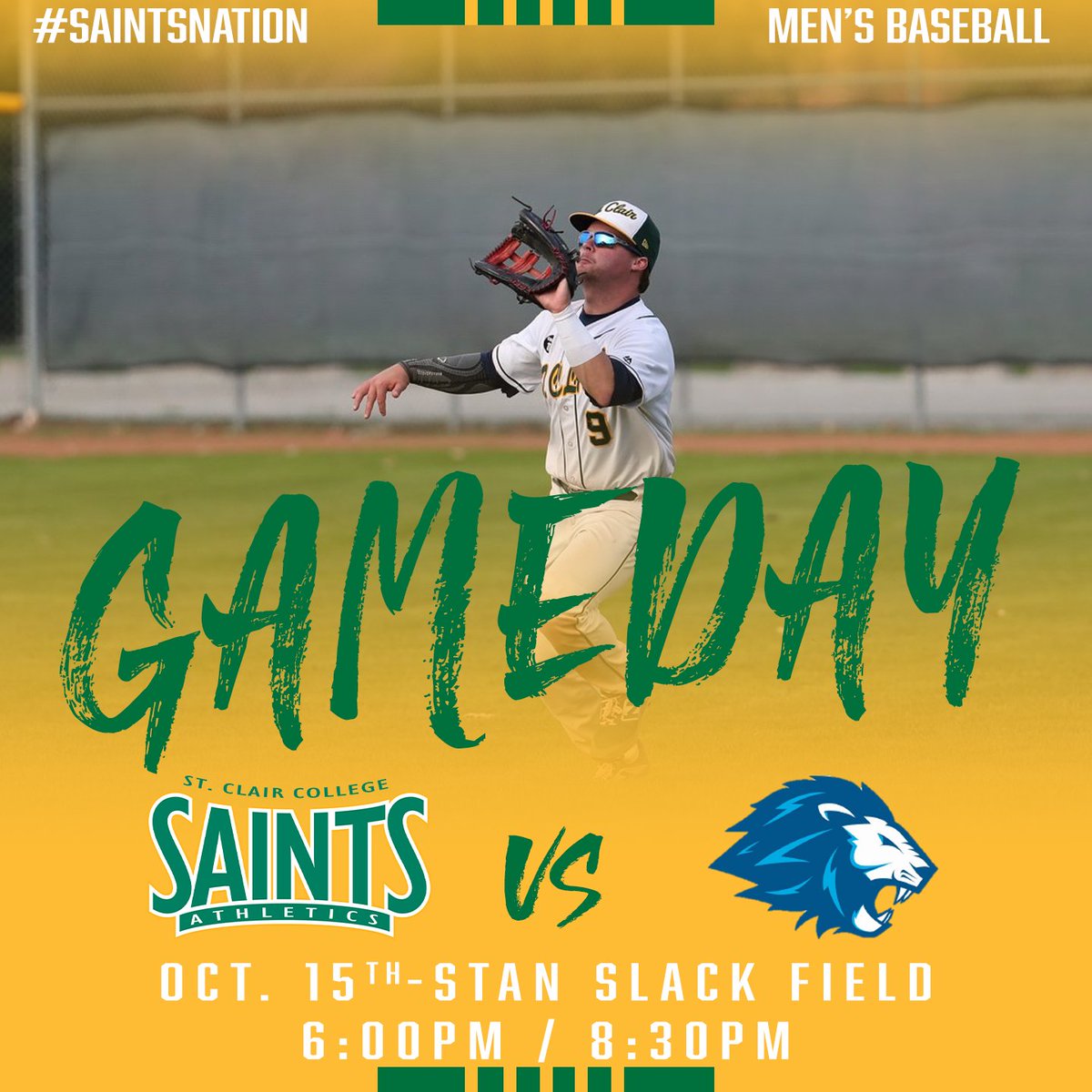 stclairsaints1's tweet photo. Our men's baseball team is looking to finish their season strong as they take on the Lambton Lions in a doubleheader at Stan Slack Field. The women's soccer team is hoping to pick up the win also over the Lions tonight as they prepare for their OCAA crossover match this weekend. https://t.co/Vrlgf00fcC