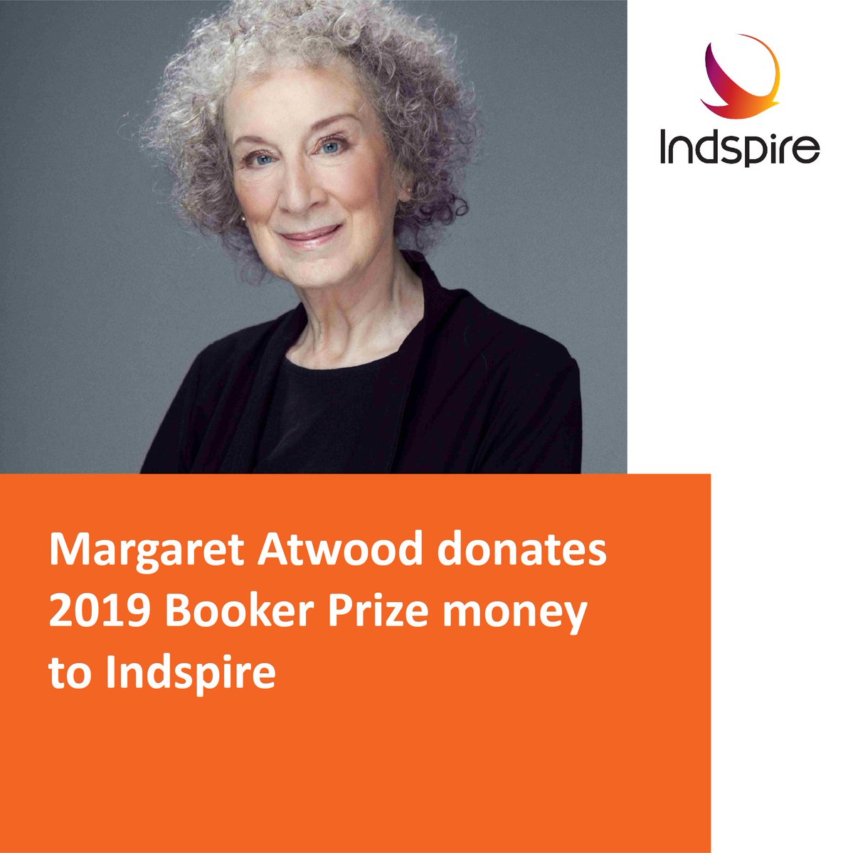 Indspire's tweet photo. Margaret Atwood and Bernadine Evaristo share the 2019 Booker Prize. Atwood is donating her winnings to Indspire. Earlier this year, she set up 2 awards in memory of Chief Harry St.Denis https://t.co/PoHdNNfUtr

Thank you/Nia:wen to Margaret for your generous donation to Indspire! https://t.co/G6y6AOl00h