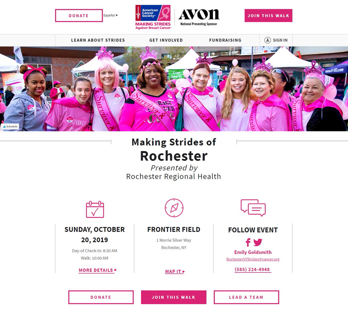 This Sunday, October 20, 2019, Colleges Against Cancer <a href="/SJFC_CAC/">SJFC CAC</a> will be joining the Rochester community in the fight against breast cancer at the @americancancersociety’s Making Strides Against Breast Cancer Walk. Join Fisher's team today! go.sjfc.edu/cac19