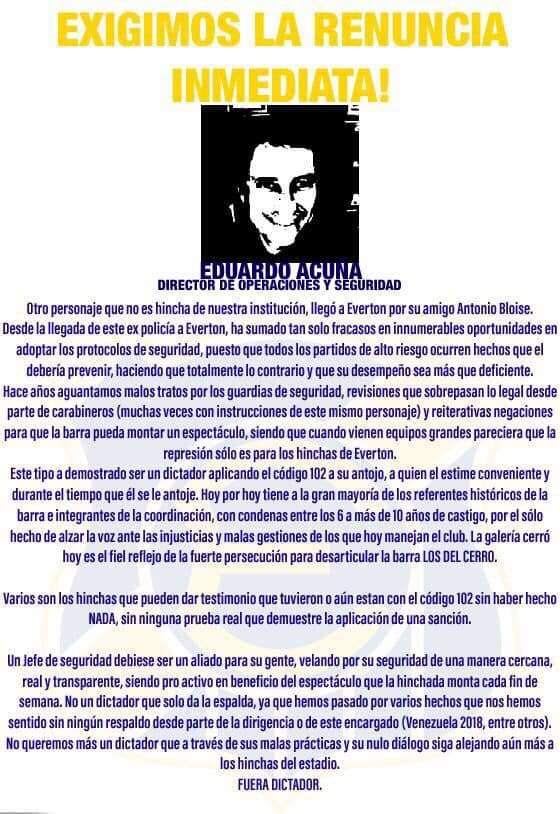 losdelcerrocl's tweet photo. "ESTÁN MATANDO A EVERTON"

La realidad que viene desde la llegada de los nuevos dueños y dirigentes de nuestra institución, la cual está en su peor momento en 110 años de historia.
Desde la S.A ya no pueden seguir tapando el sol con un dedo o seguir haciendo como que nada sucede. https://t.co/ZWsjiSHfOv