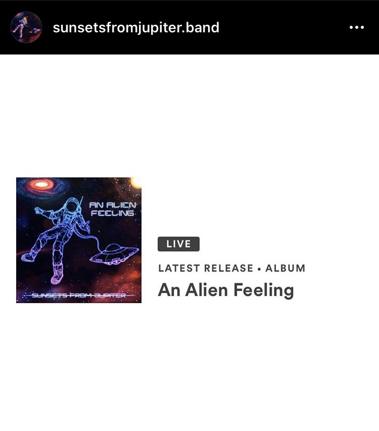 SunsetsFromJup's tweet photo. Our debut album, An Alien Feeling, is out on all streaming platforms now!! Be sure to give it a listen! Contact us for CD information. https://t.co/p2kXaT8P7r 
Artwork by @kmerolzzzz https://t.co/4yj2XQ3ebK