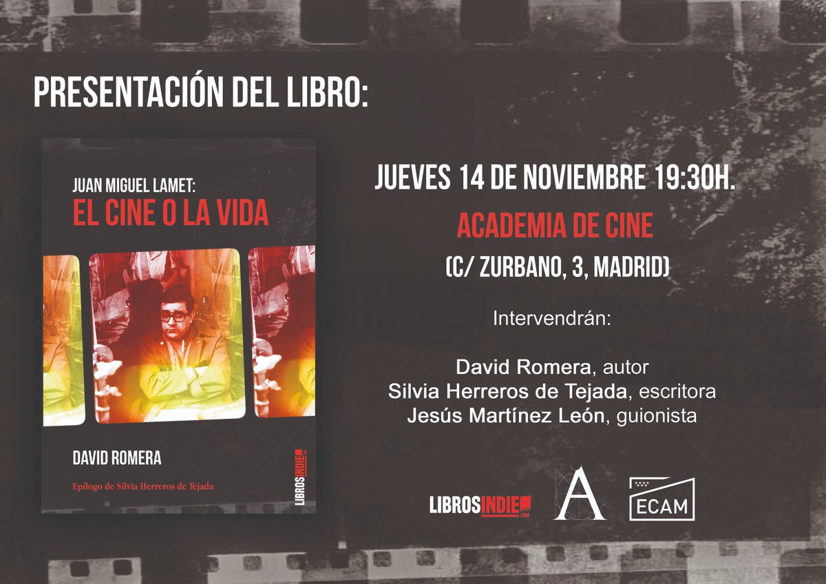 ciegoconpistola's tweet photo. Es todo un honor anunciar la presentación de #Elcineolavida, la biografía que he escrito sobre el gran Juan Miguel Lamet y que publica #Librosindie. Será en la sede de la @Academiadecine y me acompañarán @silviaht3 y #JesúsMartínezLeón. Os espero. 😍 https://t.co/vrE7rJz7zj