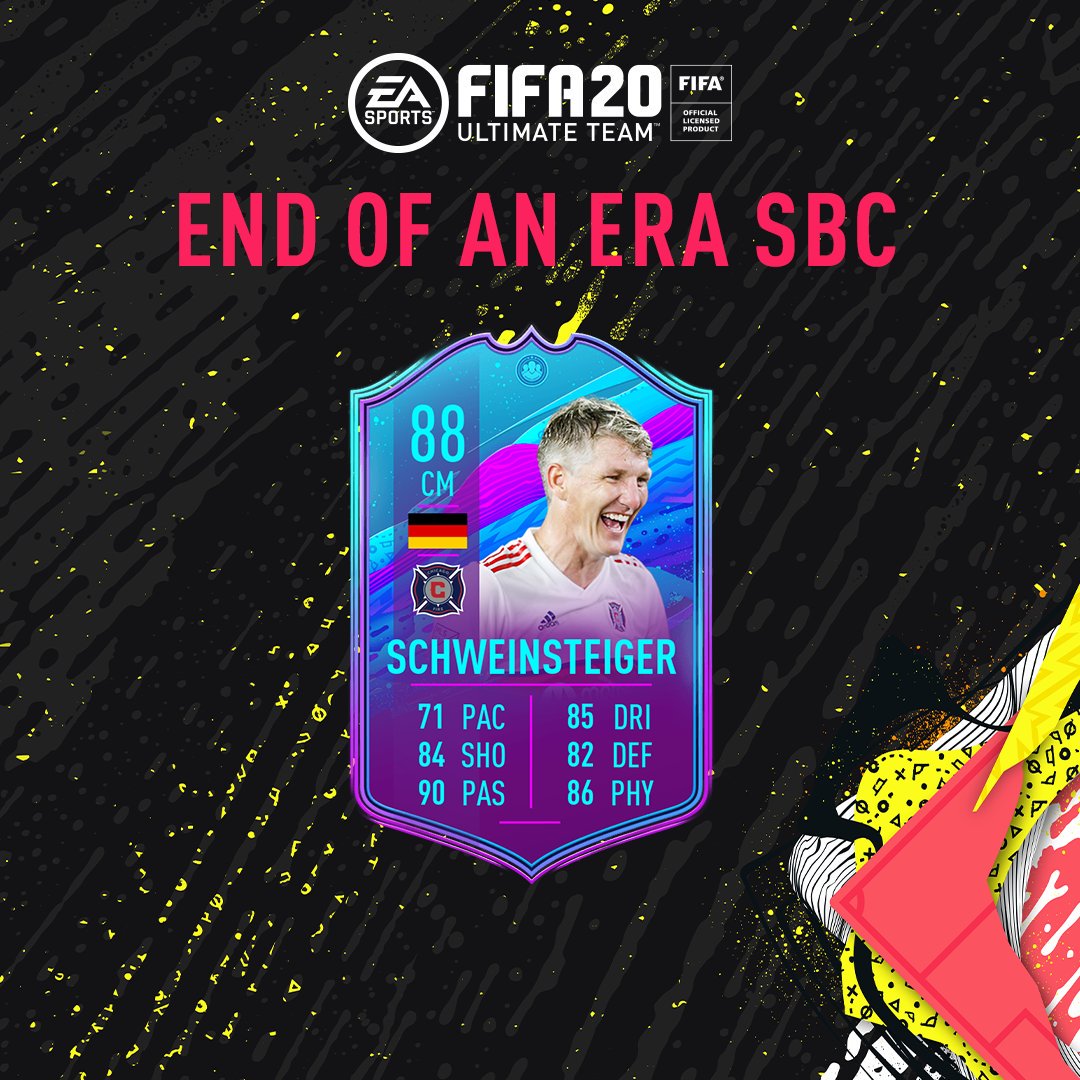 EA SPORTS FC (@easportsfcde) on Twitter photo Eine Legende tritt ab. Die <a href="/BSchweinsteiger/">Bastian Schweinsteiger</a> Ende einer Ära-SBC ist jetzt live in #FUT20 🤩 #FIFA20 Eine Legende tritt ab. Die <a href="/BSchweinsteiger/">Bastian Schweinsteiger</a> Ende einer Ära-SBC ist jetzt live in #FUT20 🤩 #FIFA20