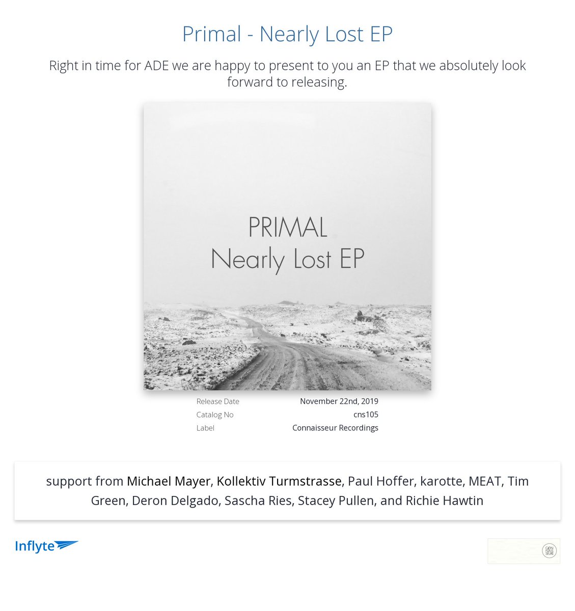 Cheers @Michael__Mayer for the review "Lovely EP indeed... hard to choose a favourite"
inflyteapp.com/r/rw6j6i