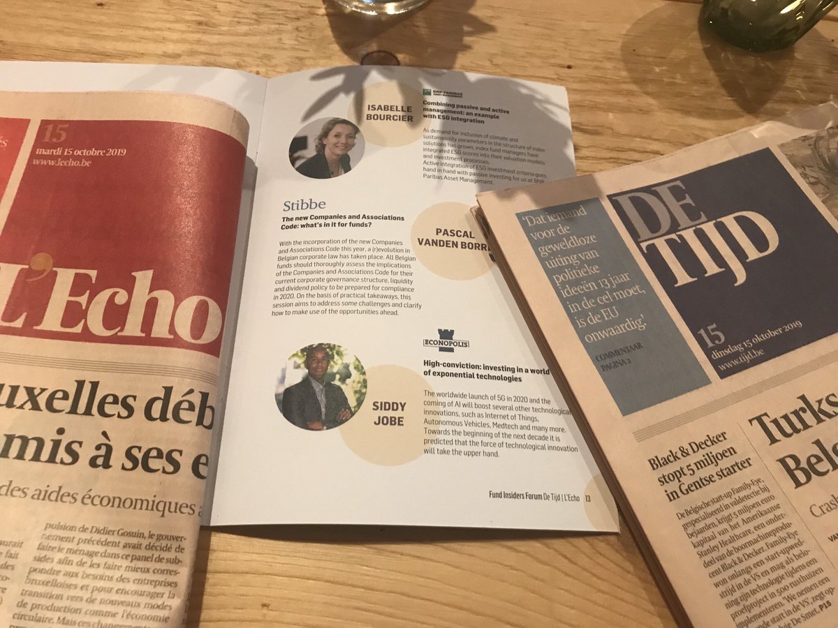 SiddyJobe's tweet photo. The key messages of #fif19 #fundinsidersforum are still pondering around my head: #wariscoming by @FelixZulauf1 & ESG-regulation is coming. I hope my high-conviction talk about investing in #Exponentialtech has provided some distraction. Thanks @tijd & @lecho https://t.co/MoMh6IbhBJ