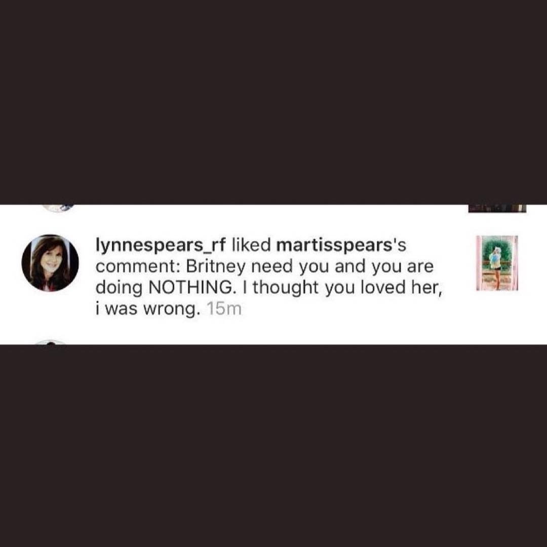 godney_bitch's tweet photo. Remember when Lynne liked a comment below JL's post, saying that why she does nothing for supporting Britney and then disliked it? #FreeBritney #EndTheConservatorship #ReleaseBritney #BritneySpears https://t.co/sW5dAQlSGg