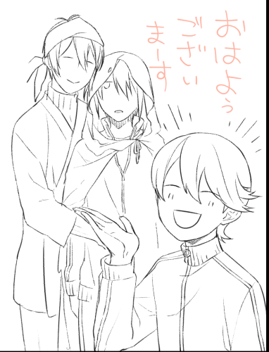 おはようございます～☔
めっきり寒くなってしまったので温かくして体調にお気をつけてお過ごしくださいませー!出番よ、長袖ー!

堀川くん「このように推しと推しがくっついているとなんと無料でポカポカできます!寒い日のお供におすすめですよ!ぜひ一脳内に一カプを常駐させてくださいね!」 