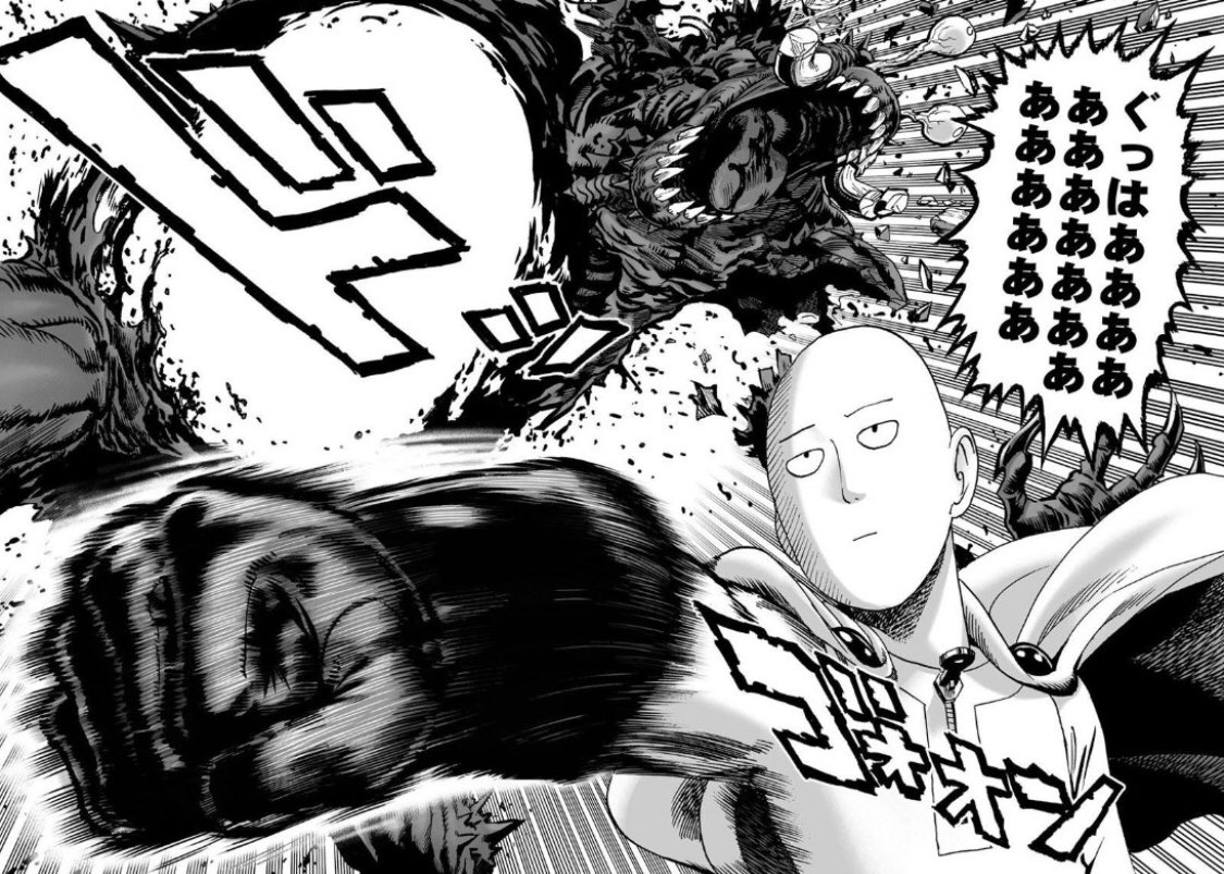 漫画アウトプット ワンパンマン あらゆる敵をパンチ1発 ワンパン で倒してしまう最強ヒーローサイタマが主人公のギャグ系アクション漫画 3つのオモロイところ どんな強そうな敵もワンパンで倒す爽快さ One による原作の絵の下手さ 村田雄介