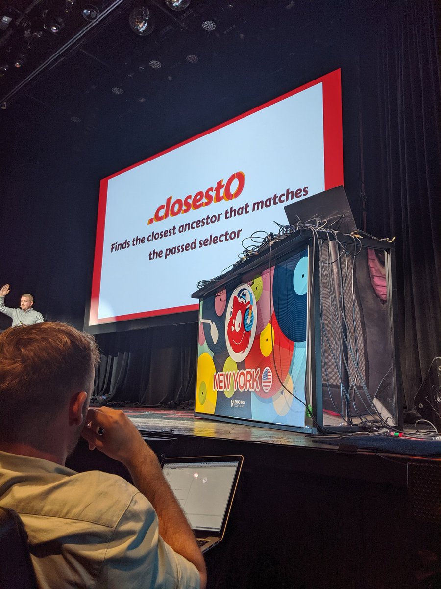 elibelly's tweet photo. So far a showcase of #IntersectionObserver with puppies. Then a quick tour of #ResizeObserver. A loop through DOM element selectors like closest(), matches(), contains(). A demo of bling.js, "the best 11 lines of code" https://t.co/jGNgTX9NOj
