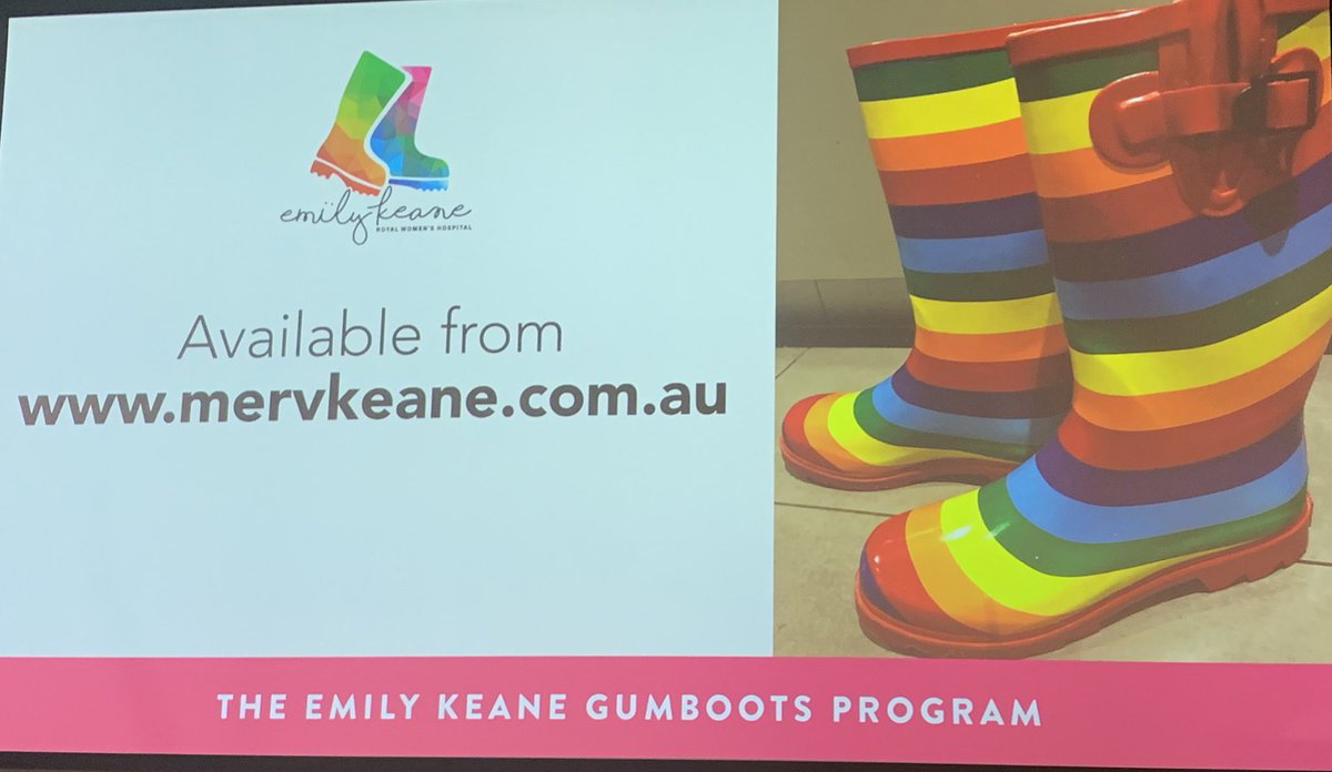 Merv inviting us all to get a pair of 🌈 gumboots and wear them with purpose. Through many years I share this. Emily will not die in vain says Merv. I concur. #ranzcog19