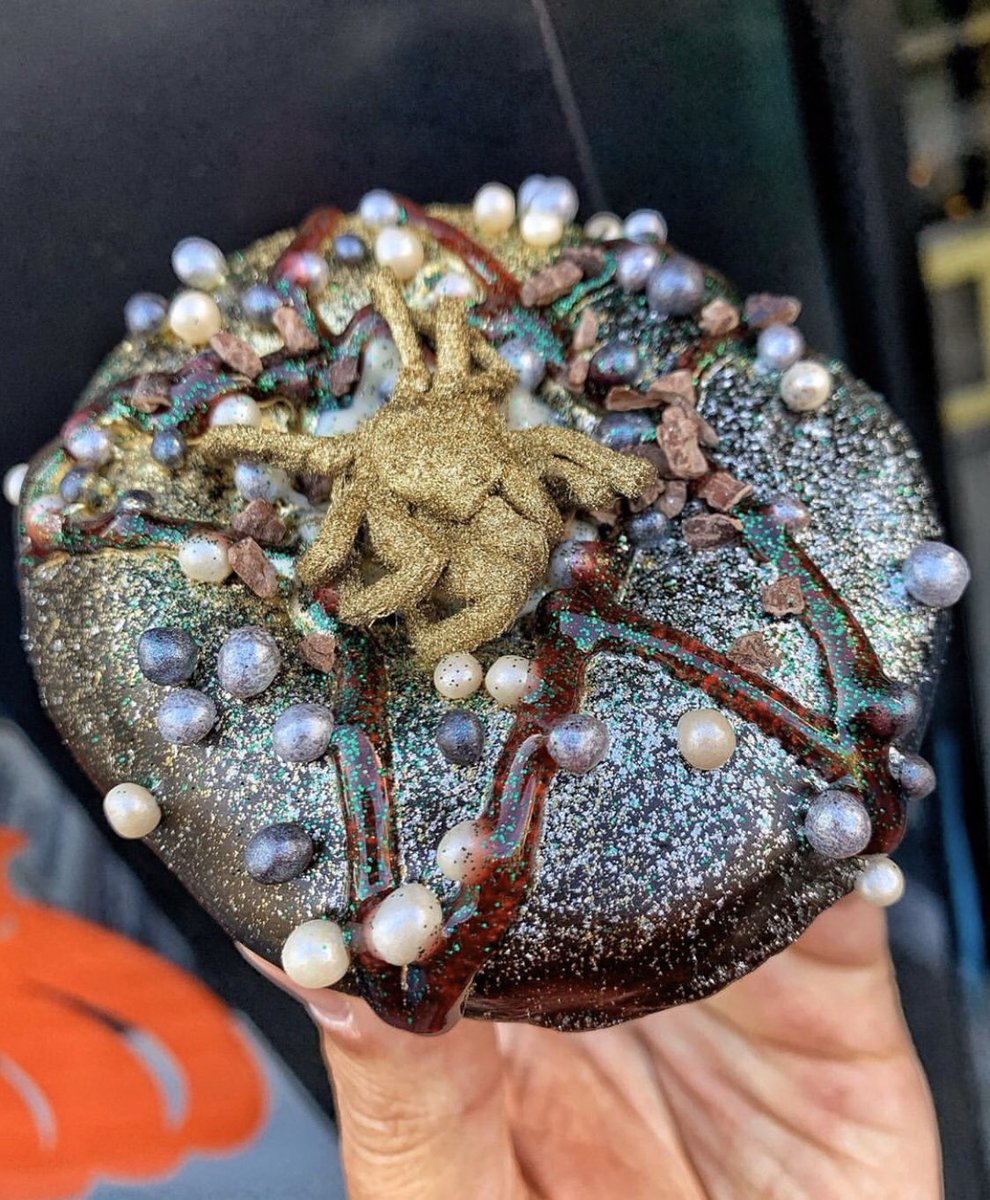 Check out my Halloween donut ... the arachnophobnut with a real tarantula on top. <a href="/GordonRamsay/">Gordon Ramsay</a> I think I’ve seen you eating these things with kids in Cambodia or something. Tasty! #sugarandwater #astoria #halloweendonut #donut #donutking #masterchef