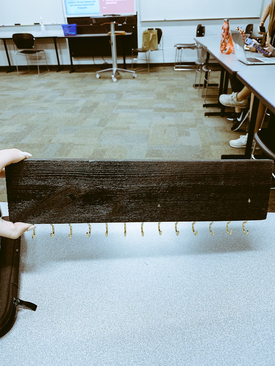 Ariel_Byrom's tweet photo. For my Makers Project I made a Jewelry organizer. I made it because I’m tired of my necklaces getting all tangled up. Here’s a few videos of how I made it! #makersfaire #edit2000 https://t.co/mEd6NIg7JX