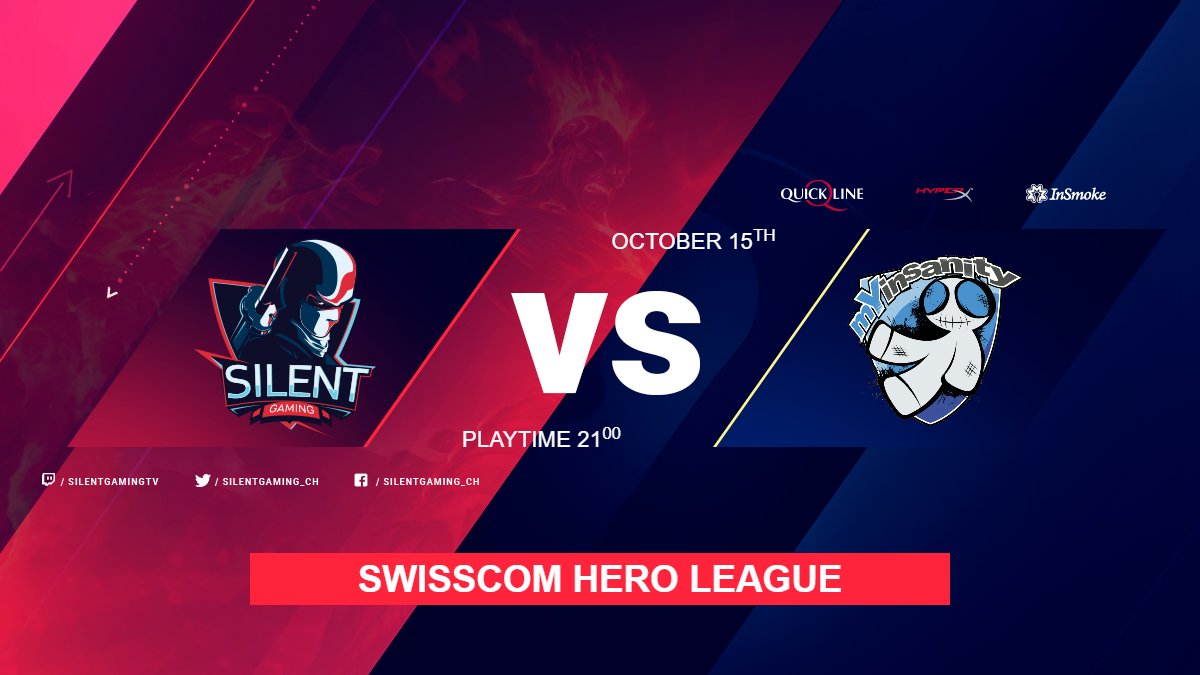 SLNTGG's tweet image. SILENT.LOL will face off against @mYinsanityCH
today at 21:00 in the @Swisscom_Gaming Heroleague 🔥

GL &amp;amp; HF to both teams⚔️

#SILENTHype

🎮 #LeageofLegends
⚔️ @mYinsanityCH
🏆 @Swisscom_Gaming