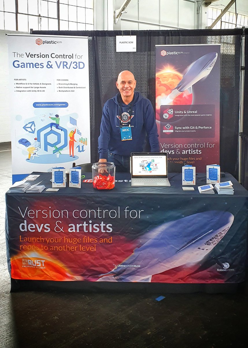 AT #xrdc conference in San Francisco. Many customers who use <a href="/plasticscm/">Plastic SCM</a> for #VirtualReality and new ones curious to see what we bring to Version Control with #unity3d and #UE4