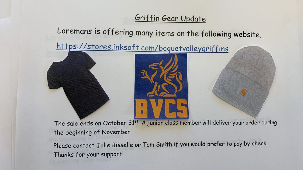 BoquetValleyCSD's tweet photo. Get your Griffin Gear https://t.co/W5tOnAm1Hg