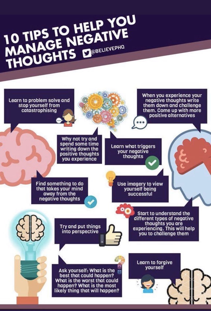iamritu's tweet image. #TenTips to help manage - thoughts by @BelievePHQ  #TuesdayThoughts