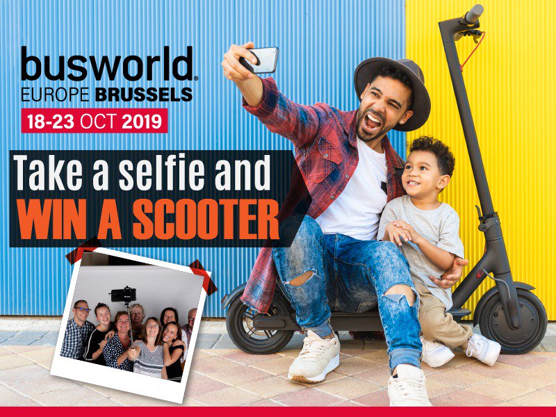 busworld's tweet photo. Share your #Busworld moments with the community, and get a chance to win an electric step!

All you have to do is take a selfie with our special Busworld selfiestick and share it on your social media using the hashtag #Busworld. Show your #BusworldHeart to the world. https://t.co/pc2WrV3GjA