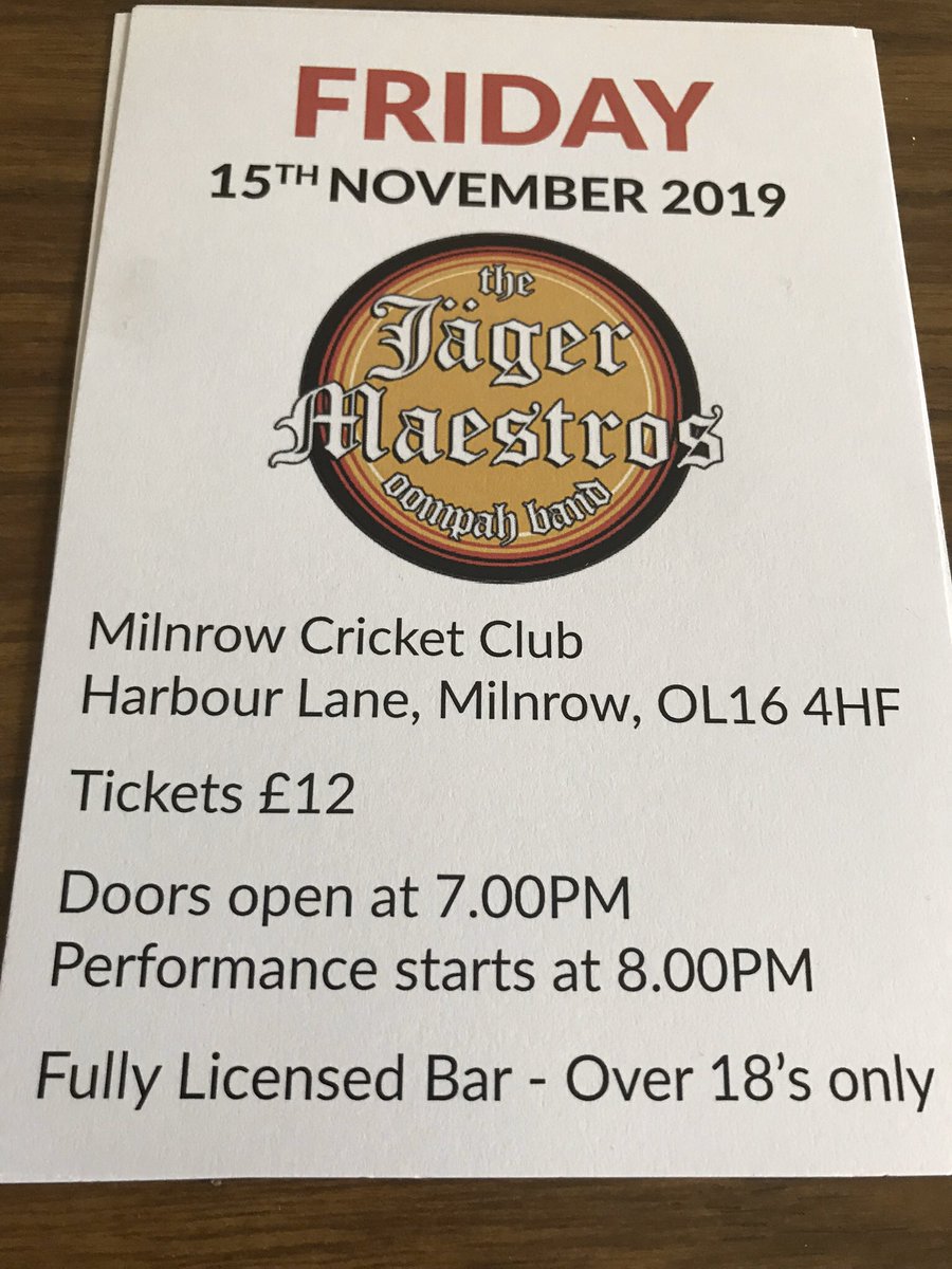 <a href="/MilnrowCC/">Milnrow Cricket Club</a> come and enjoy a great night last few tickets up for grabs