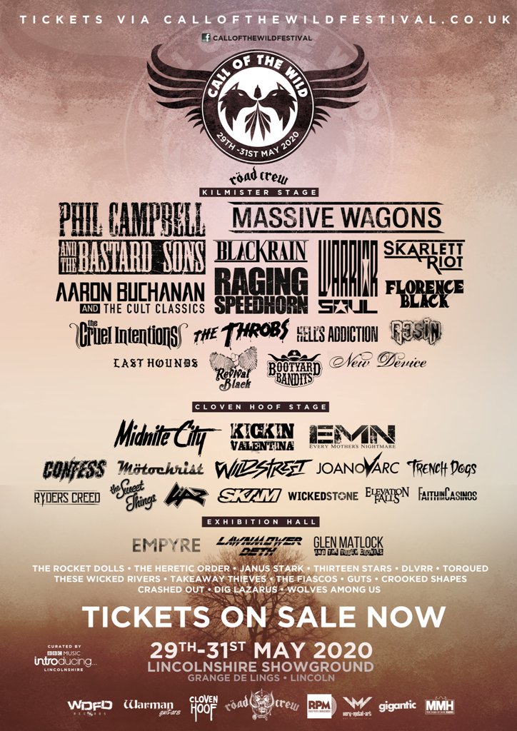 MMH - The Home Of Rock Radio (@mmh_radio) on Twitter photo <a href="/callofthewildf1/">Call of the Wild Festival</a> 2020 29th-31st May <a href="/LincsShowground/">Lincolnshire Showground</a>
Get Tickets Via MMH Radio
mmhradio.co.uk/events/call-of…
<a href="/ResinOnline/">Resin</a> <a href="/thefiascosuk/">THE FIASCOS</a> <a href="/Torquedband/">Torqued</a> <a href="/Dig_Lazarus/">Dig Lazarus</a> <a href="/BootyardB/">Bootyard Bandits</a> <a href="/TheRocketDolls/">The Rocket Dolls</a> <a href="/TakeawayThieves/">Takeaway Thieves</a> @thehereticorder <a href="/RevivalBlack_/">Revival Black</a> #JanusStark <a href="/callofthewildf1/">Call of the Wild Festival</a> 2020 29th-31st May <a href="/LincsShowground/">Lincolnshire Showground</a>
Get Tickets Via MMH Radio
mmhradio.co.uk/events/call-of…
<a href="/ResinOnline/">Resin</a> <a href="/thefiascosuk/">THE FIASCOS</a> <a href="/Torquedband/">Torqued</a> <a href="/Dig_Lazarus/">Dig Lazarus</a> <a href="/BootyardB/">Bootyard Bandits</a> <a href="/TheRocketDolls/">The Rocket Dolls</a> <a href="/TakeawayThieves/">Takeaway Thieves</a> @thehereticorder <a href="/RevivalBlack_/">Revival Black</a> #JanusStark