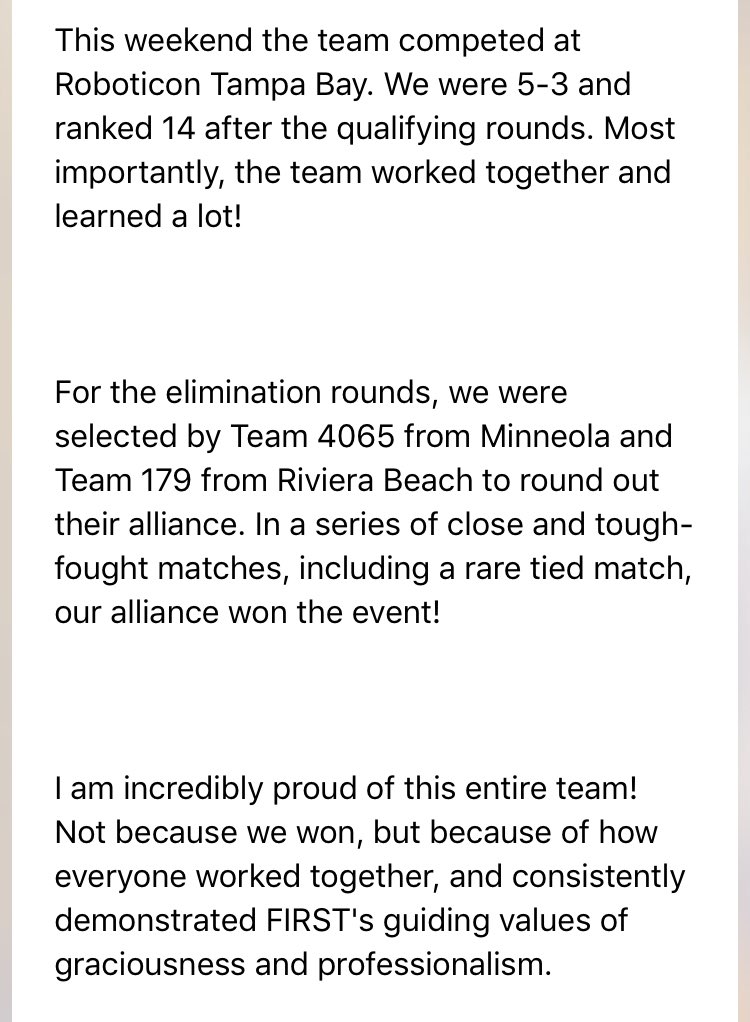 RoyalZetch's tweet image. A message from Mr. McAmis about our Robotics team🎉💜 We exemplified Gracious Professionalism! #RoyalRobotics