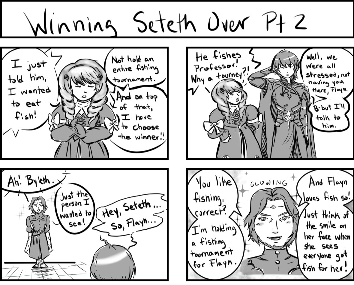 foodangel2's tweet photo. Winning over Seteth Pt2 #fe3h #fancomic #fireemblem #ThreeHouses #fishprincess https://t.co/23W16NDDNM