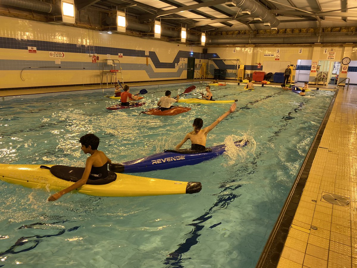 A very busy kayak club over lunch today. Lots of new year 7 boys and also lots of older boys who are kayaking in senior sport using the pool to practice those “wet” skills where there is a good chance they may capsize <a href="/RevengePolo/">Revenge Polo Kayaks</a> <a href="/PyranhaKayaks/">Pyranha Kayaks</a> <a href="/Philip_Britton/">Philip Britton MBE</a> <a href="/BoltonSchool/">Bolton School</a>
