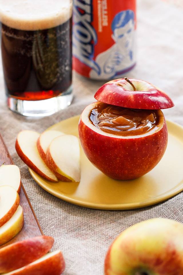 Apple Dip made with Moxie: Take a can of Moxie, juice from two limes and 1.5 cups of brown sugar. Bring to a boil, cover and let simmer for 30 minutes. Mix with caramel dip.