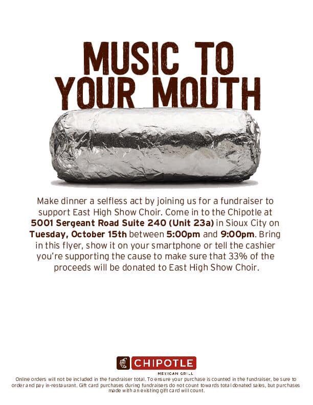 3esandme's tweet photo. Chipotle for dinner tonight! See you there! #ehschoirs #traditon #guac #chipotle https://t.co/rLYXgajAaC