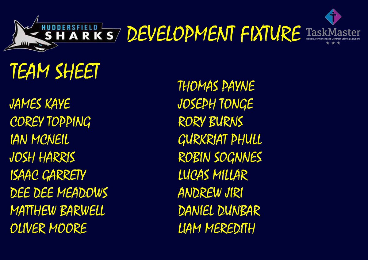 Your Huddersfield Shark development team have there first game of the season tomorrow up at Huddersfield YM. These lads are looking good and can’t wait to get some minutes on the clock #bleedblueandyellow #Gameday #UTS 🦈🦈