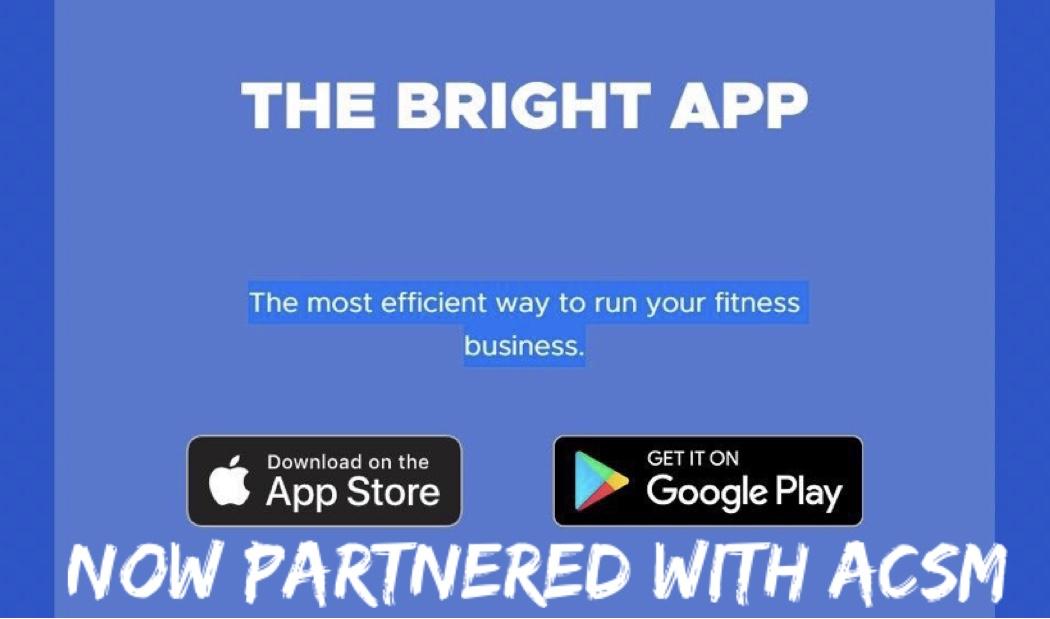 The Bright App has some HUGE NEWS!!
We are officially partnered with:

The American College of Sports Medicine

Congratulations to everybody involved with this new partnership!

#TheBrightApp
#acsm #personaltrainer #Fitness  #gymowners #fitnessstudioowner #acsmcertified #software