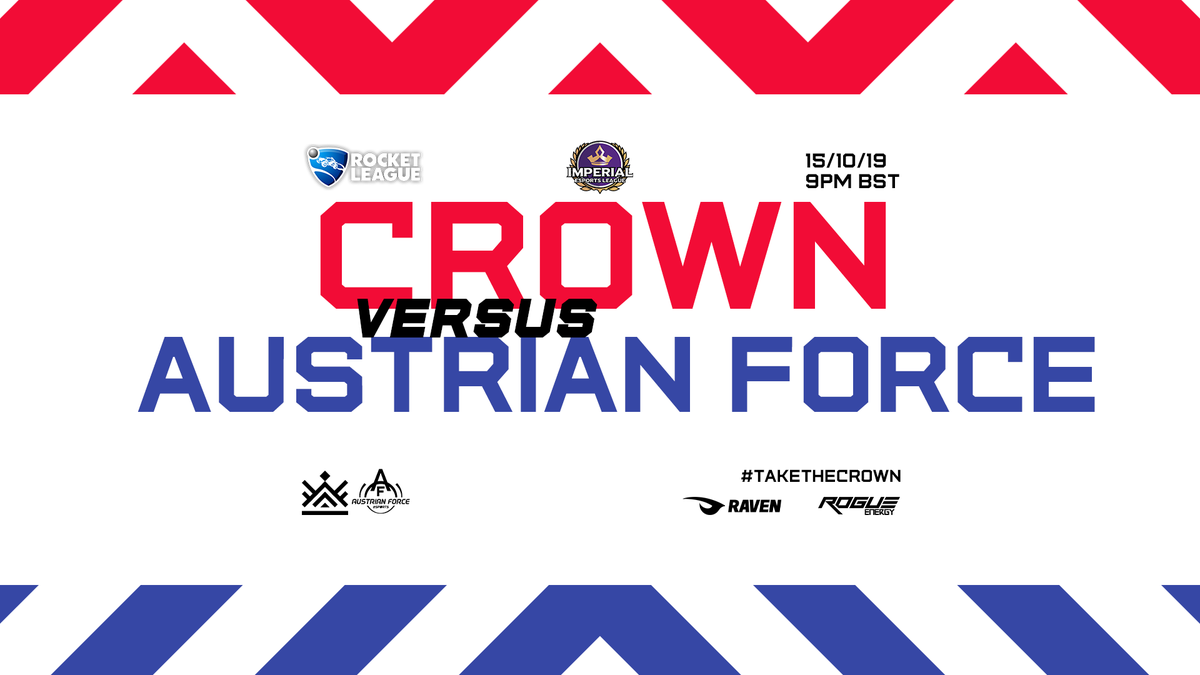 CrownGamingGG's tweet photo. Playoffs Time! The Challenger team are in action against @AustrianForce tonight at 9pm BST! GLHF to Austrian Force, catch all the action at the @ImperialLeague_ Twitch channel: https://t.co/qwWOccrXmG

#TaketheCrown https://t.co/XC1LdfInlp