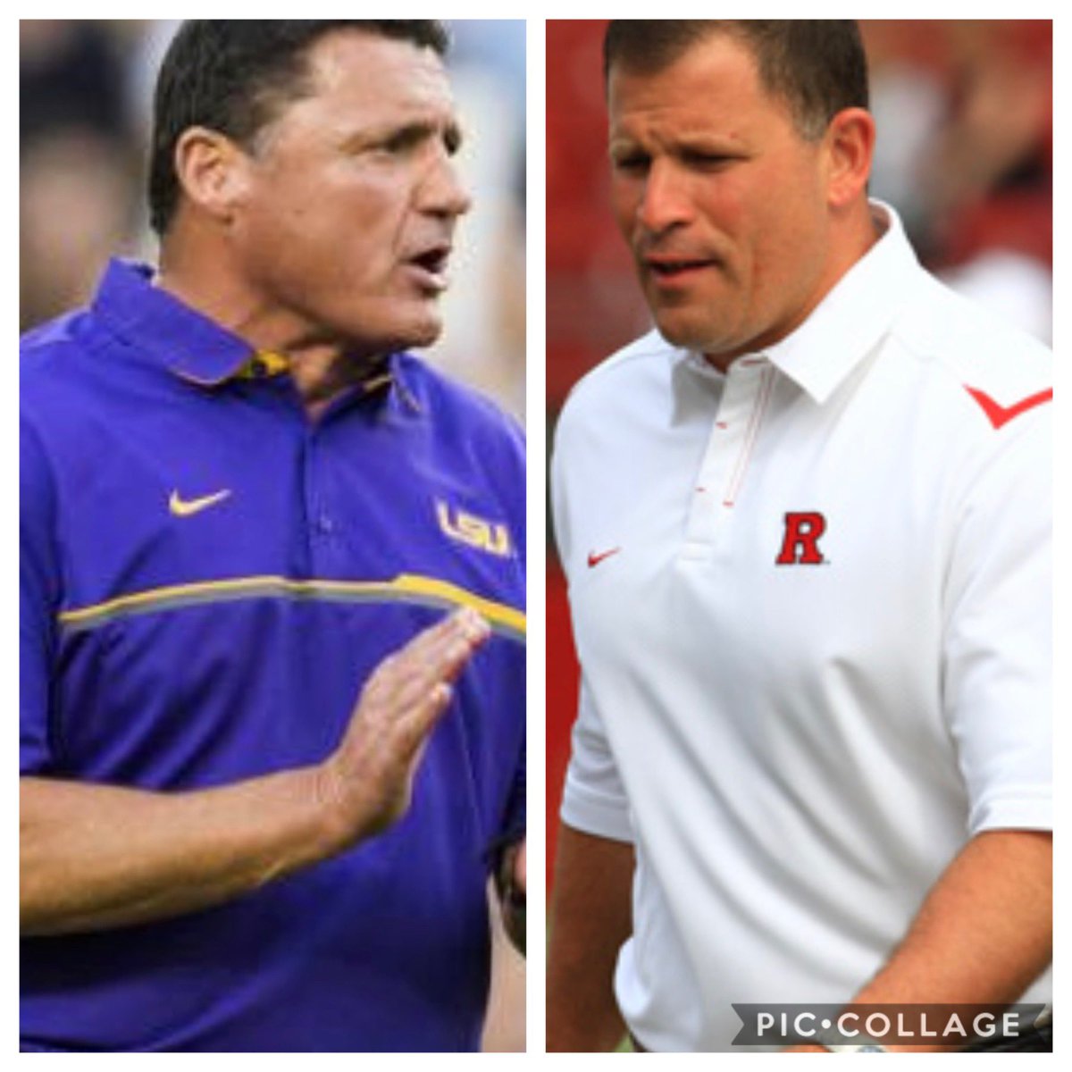 RutgersFC's tweet photo. Food for thought...man on left was HC with moderate success at Ole Miss and USC. But he bled Louisiana, knew that regionโs recruiting landscape and is now getting it done in return to Bayou. Canโt help but see a comparison to @GregSchiano here in NJ and the passion he has for RU https://t.co/2PosfQWakA