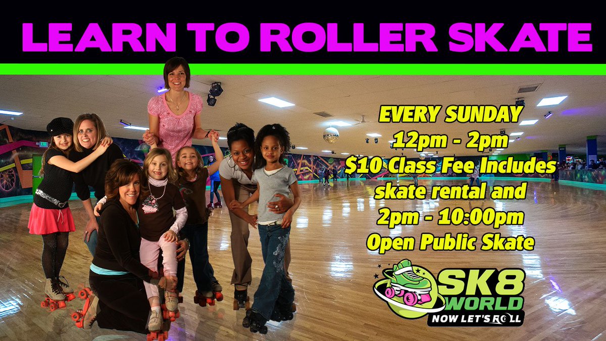 Sk8WorldPortage's tweet photo. Learn to Skate Class Sundays! $10 includes Class, skates AND the Afternoon Session! #skate #sk8worldnwi #skatelyfe #whyisk8 #class https://t.co/okFoWDgehD