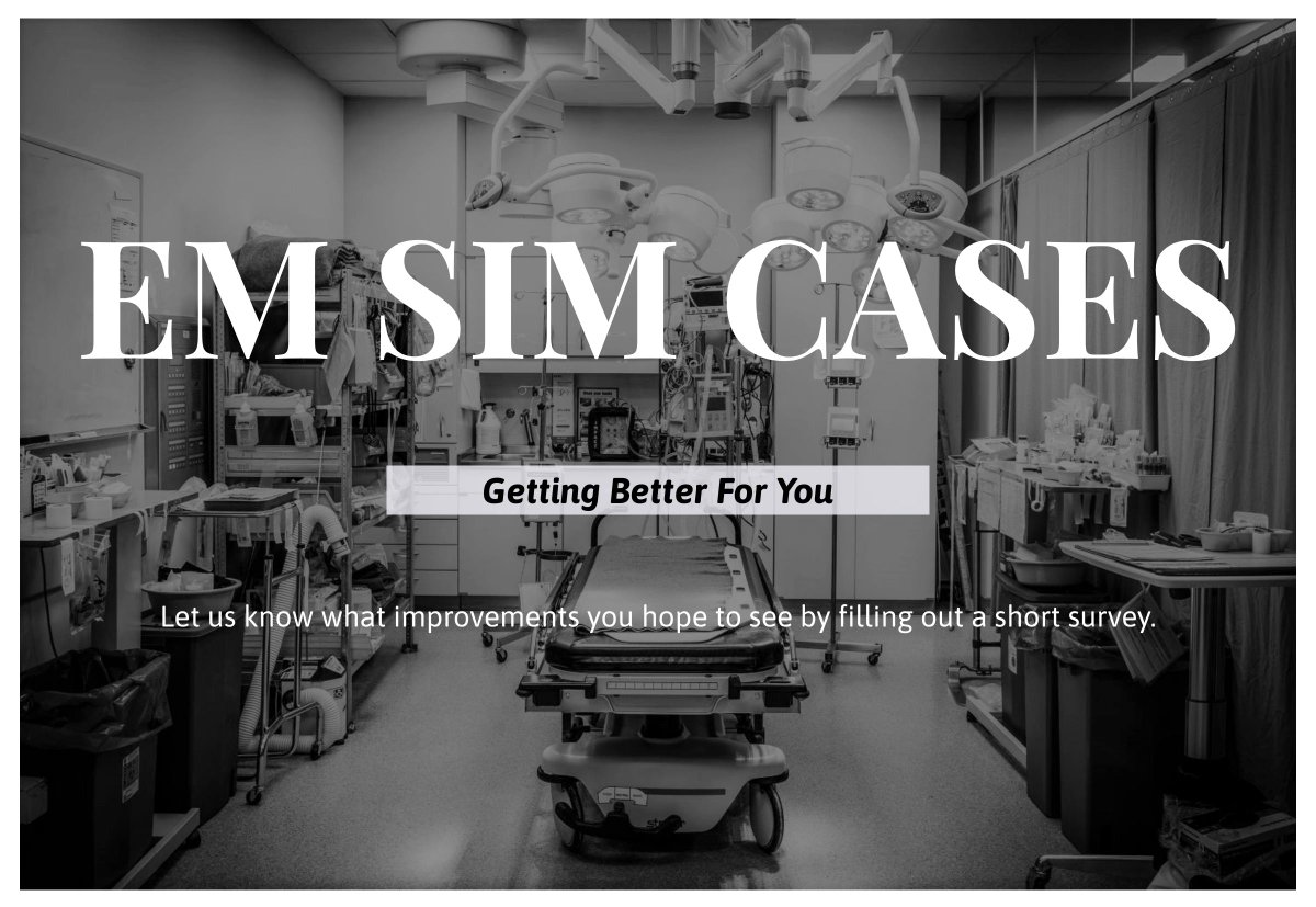 Calling anyone who has used or been involved in sim, help us make EM Sim Cases better! Please take a few mins to fill out our survey and have your say in the future of #FOAMsim. forms.gle/htAz9y4QkrxdJ2… <a href="/TChanMD/">Teresa Chan | 陳敏怡</a> <a href="/chaplintim/">Tim Chaplin</a> <a href="/AKHallMD/">Andrew K Hall</a> <a href="/Brent_Thoma/">Brent Thoma</a> @Petrosoniak <a href="/cgheyd/">Chris Heyd</a> <a href="/drcaners/">Kyla Caners</a>