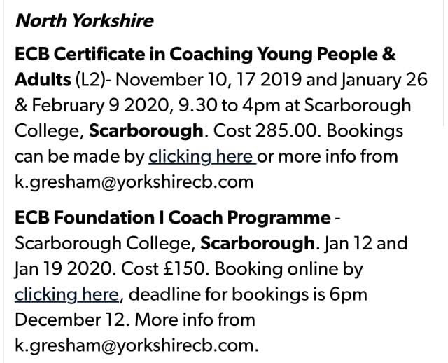 Scarborough & Ryedale Cricket Development Group (@cricketinscarb) on Twitter photo 